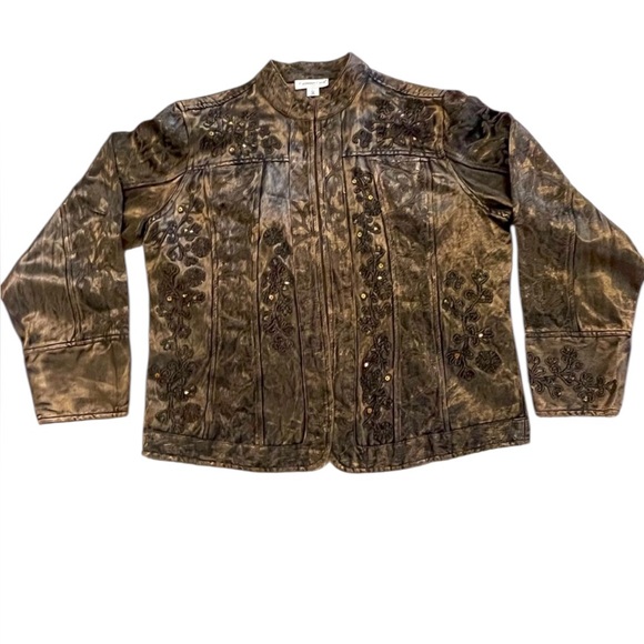 Jackets & Blazers - Coldwater Creek Women’s Bronze Sheen Embroidered Jacket Size‎ Large